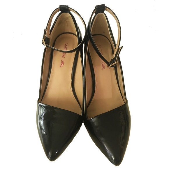 NWOT MATERIAL GIRL BLACK PATENT HEELS SIZE 36 - Picture 3 of 8